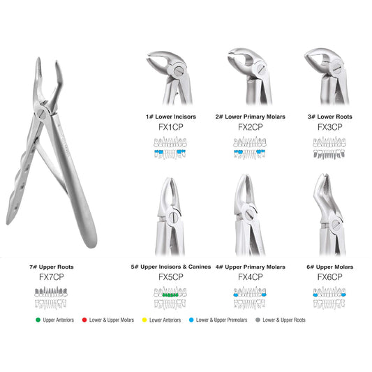 GDC Extraction Forceps Pedo Set Of 7 In Pouch - Premium - EFPPP7