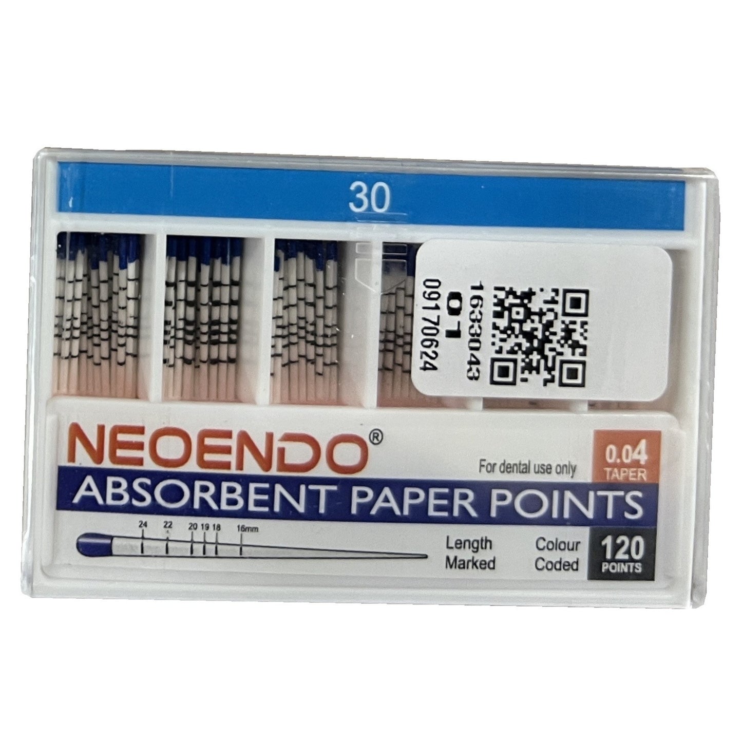 NeoEndo 4% 120 Paper Points | Length Marked and Color Coded