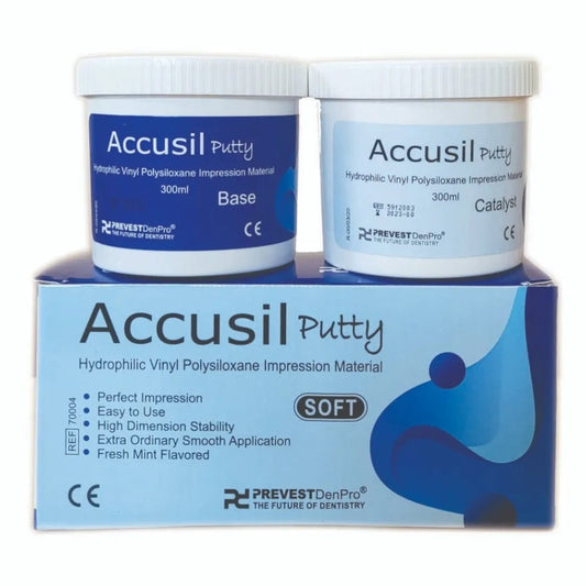 Prevest Accusil Impression Material Combo Kit | 2 X 300ml Base/ Catalyst Putty, Light Body 2 x 50ml Base/ Catalyst Paste