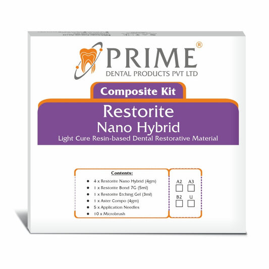 Prime Dental Restorite Nano Hybrid Kit | Light Cure Resin Based Dental Restorative Material Composite Kit