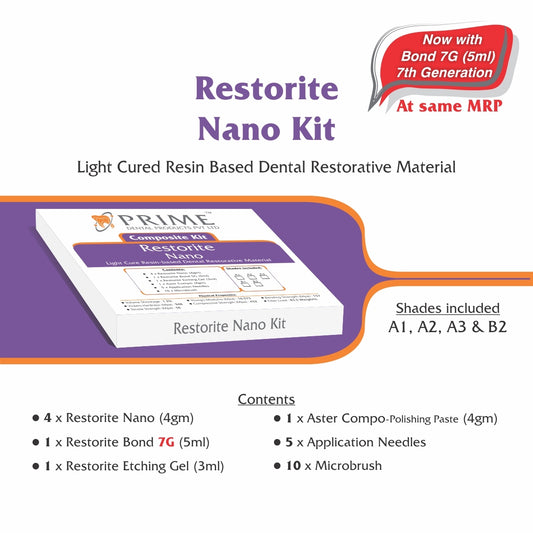Prime Dental Restorite Nano Kit | Light Cured Resin Based Dental Restorative Material