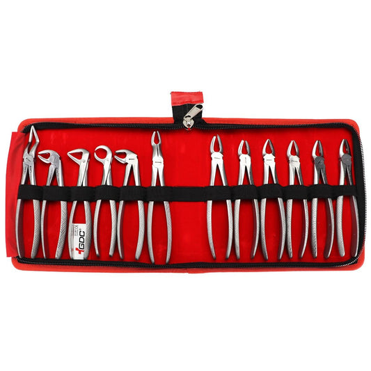 GDC Extraction Forceps Kit | Set Of 12 | Forcep Set of 12 used to Extract the Tooth