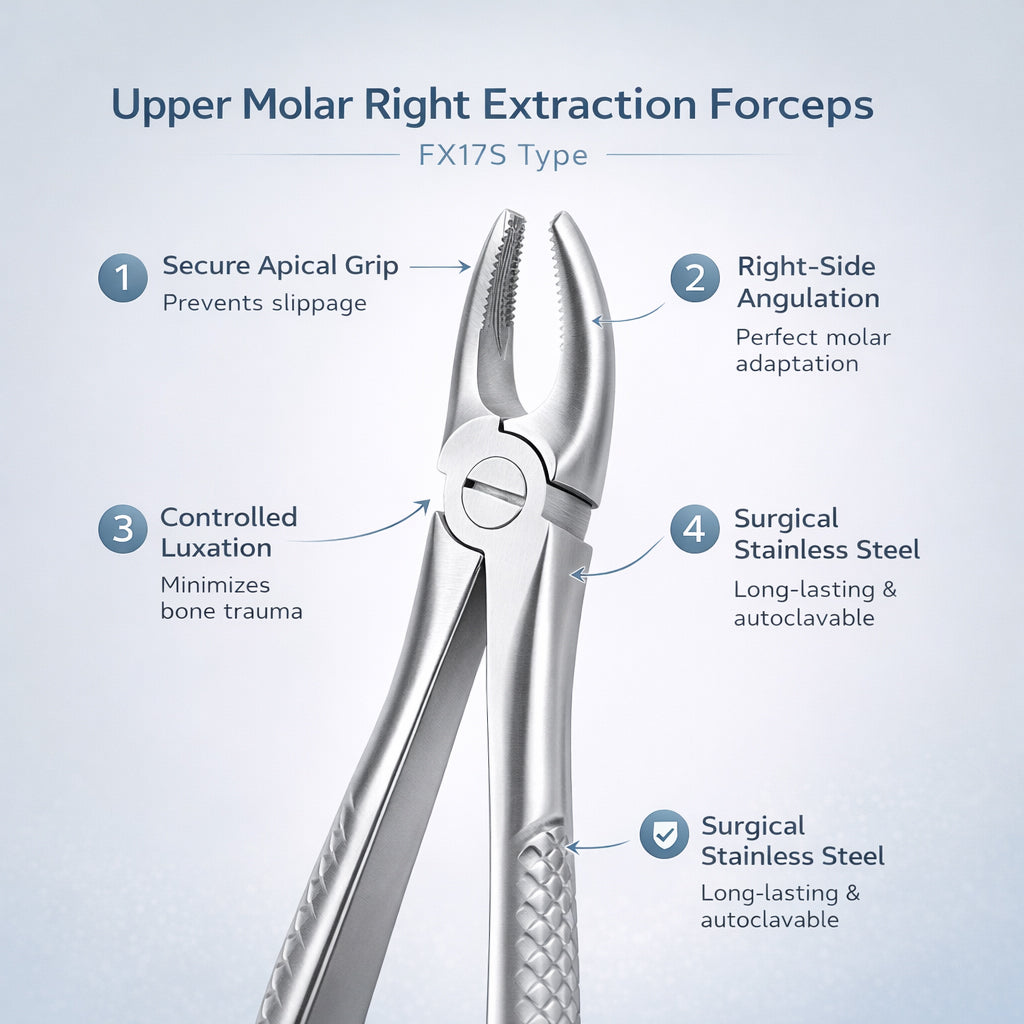GDC Extraction Forceps Upper Molars Right FX17S | 17 Standard