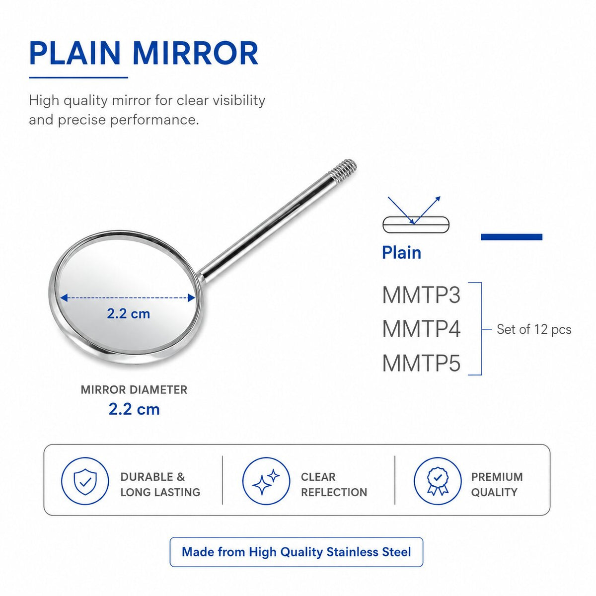 GDC Mouth Mirror Tops Plain Pack Of 12 - 4 - MMTP4