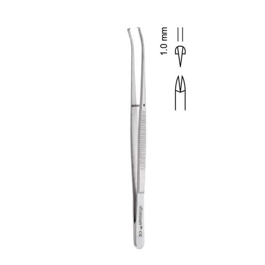 GDC Tissue Forceps Semken - Curved - 1x2 - 12.5cm - TP34