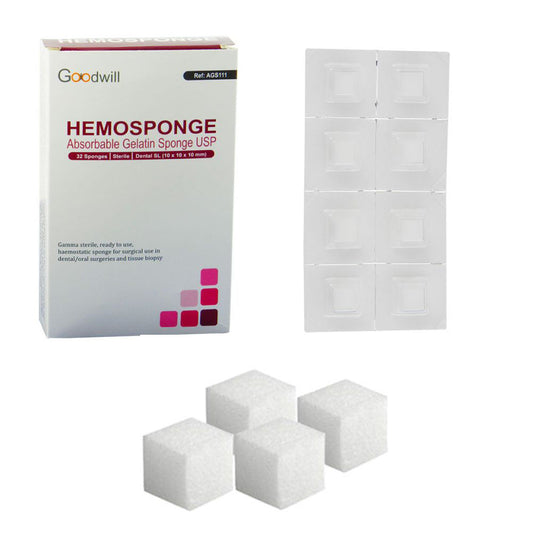 GOODWILL Hemosponge 10 X10 X10 MM 32PK | Absorbable Hemostatic Gelatin Sponge Cubes For Surgical Use