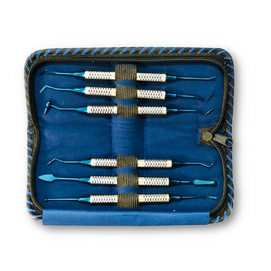 JENIN Composite Instruments 6PCS Set | Blue Titanium Coated, Non Sticky, Comfort Grip, Light Weight, Composite Instruments