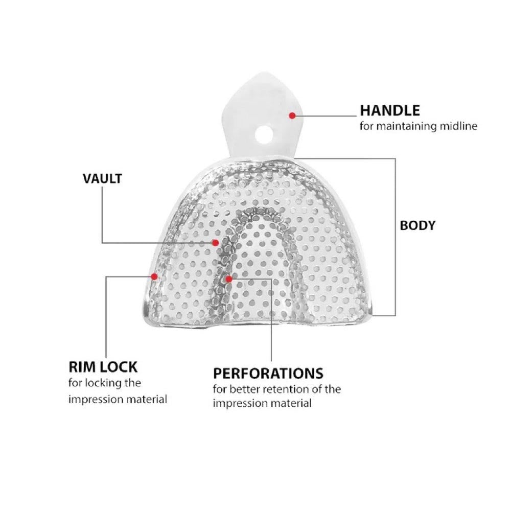 JENIN Plus Dentulous Upper U4 Perforated Rim Lock Impression Trays