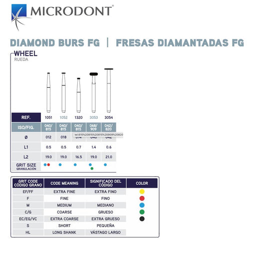 MICRODONT Wheel Diamond Burs | Dental Diamond Burs