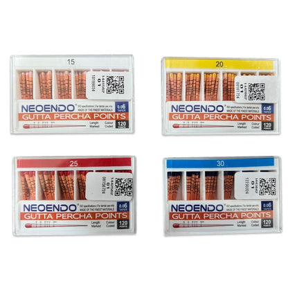 NeoEndo 120 Points 6% Gutta Percha | Length Marked and Color Coded
