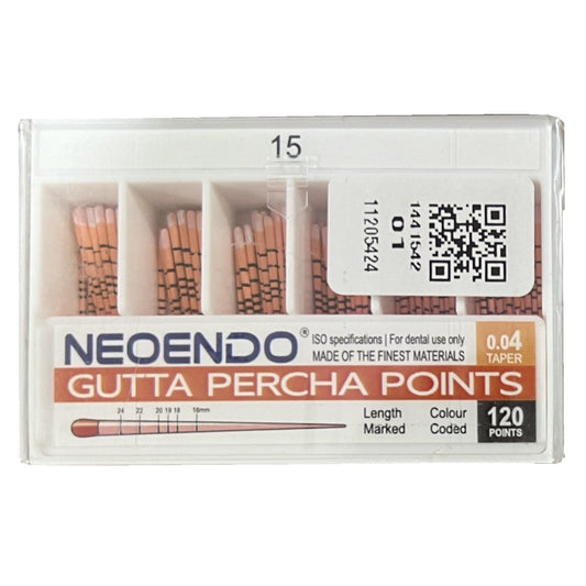 NeoEndo 120 Points 4% Gutta Percha | Length Marked and Color Coded