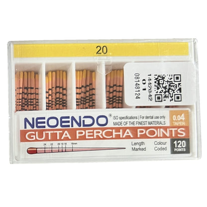 NeoEndo 120 Points 4% Gutta Percha | Length Marked and Color Coded