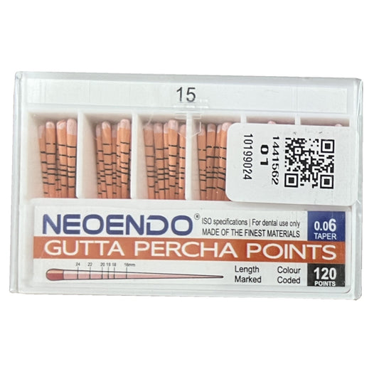 NeoEndo 120 Points 6% Gutta Percha | Length Marked and Color Coded
