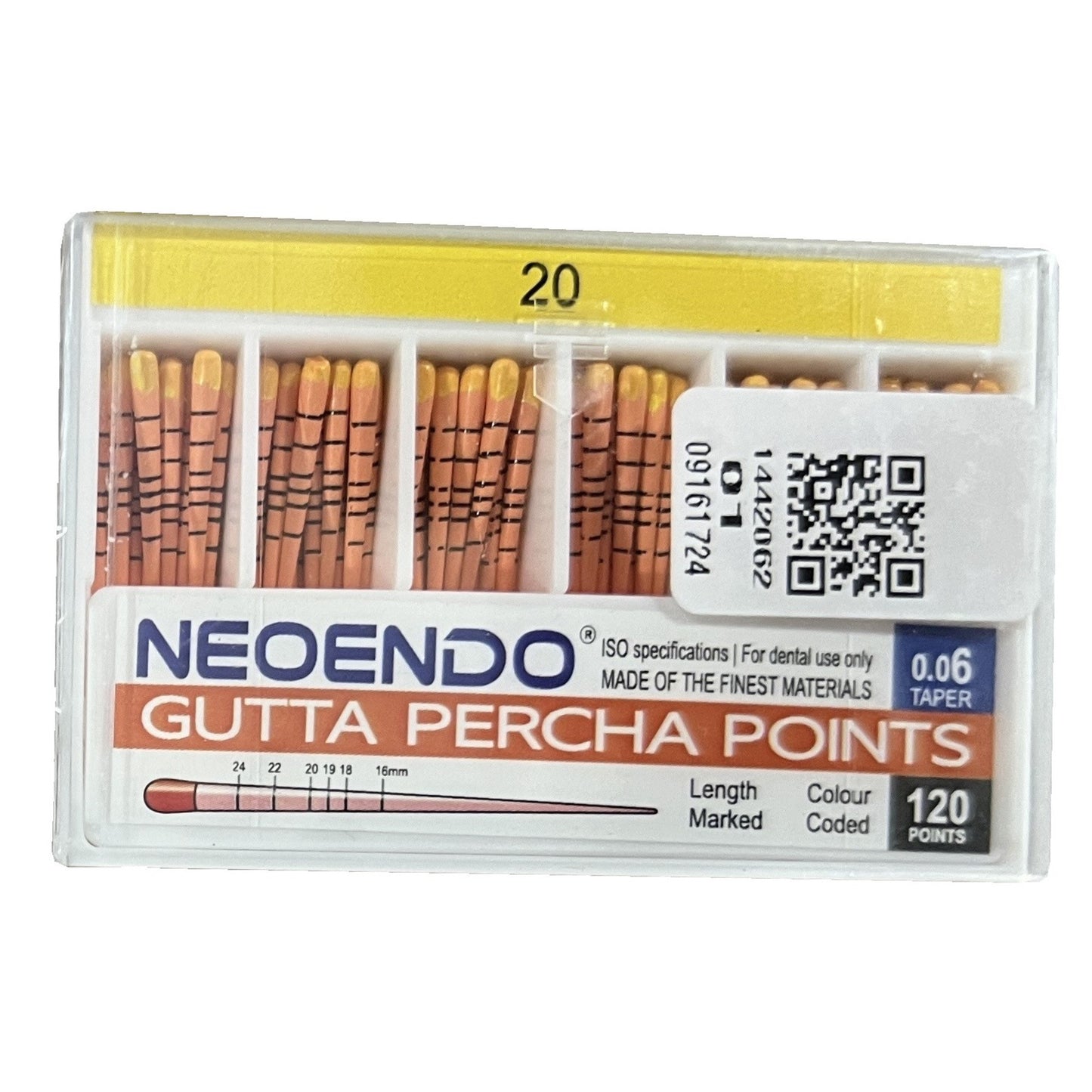 NeoEndo 120 Points 6% Gutta Percha | Length Marked and Color Coded