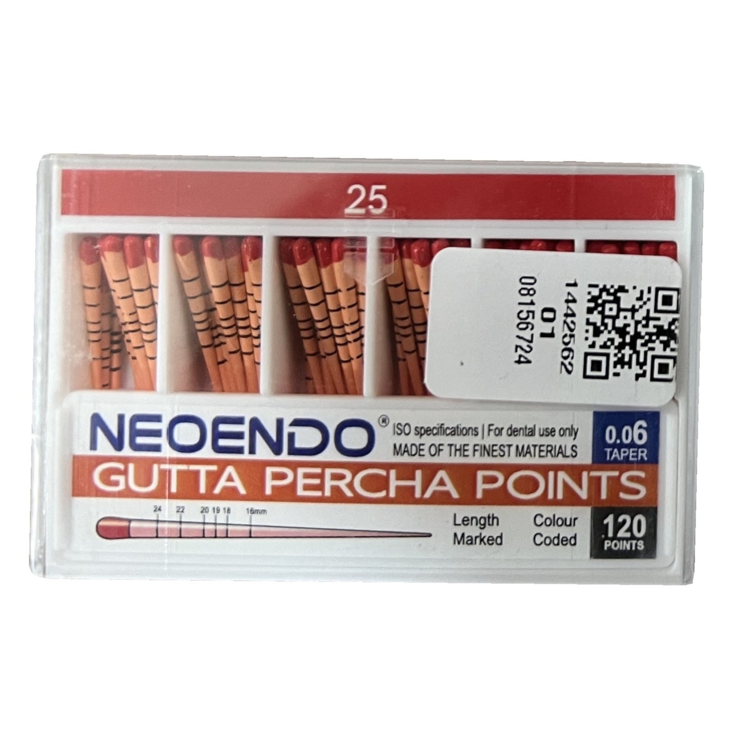 NeoEndo 120 Points 6% Gutta Percha | Length Marked and Color Coded