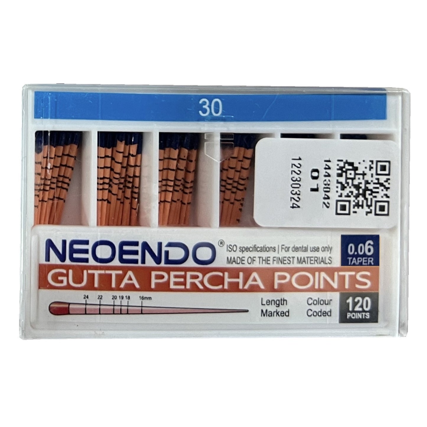 NeoEndo 120 Points 6% Gutta Percha | Length Marked and Color Coded