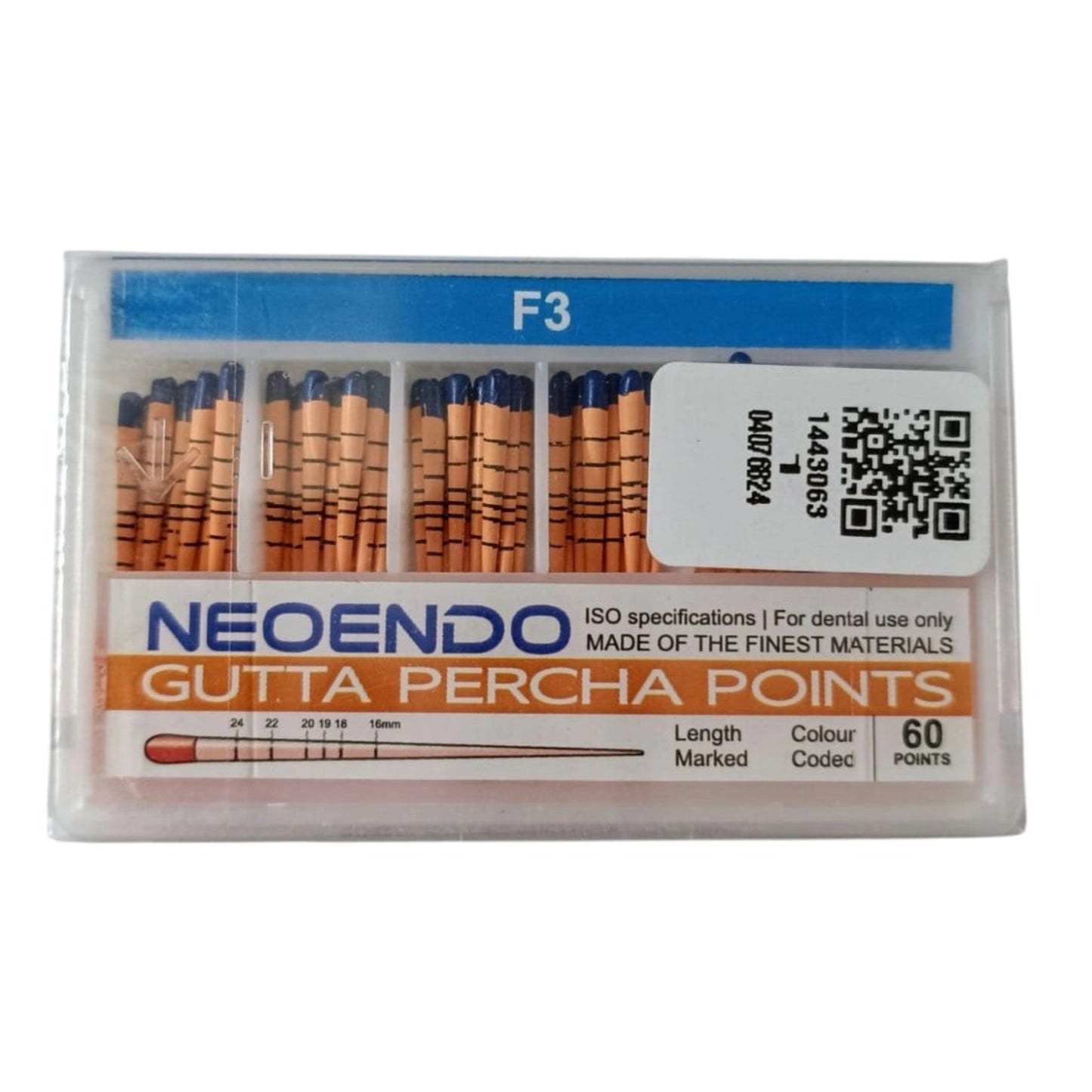 NeoEndo Protaper F1, F2, F3 GP Points | Length Marked, Color Coded Gutta Perch Points