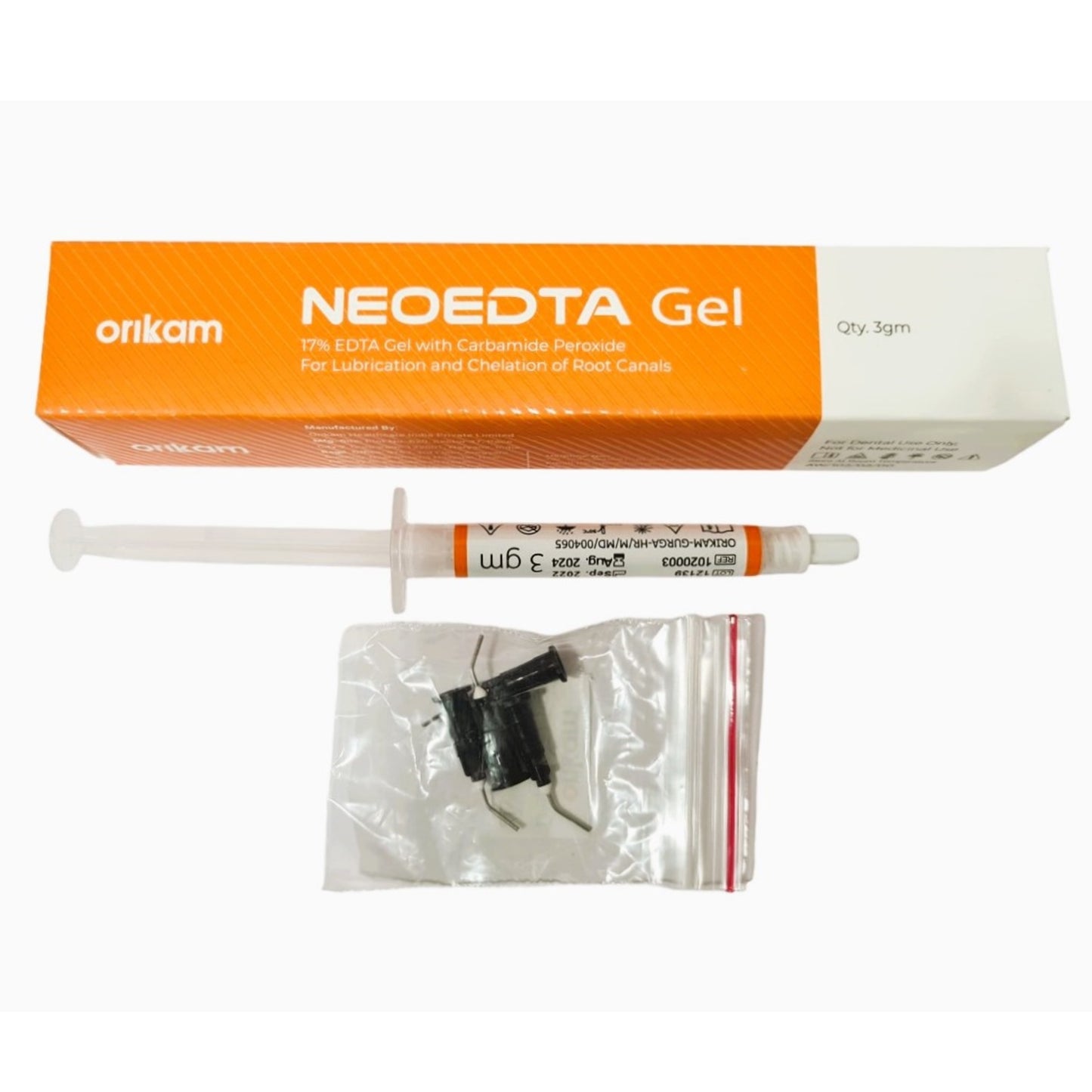 ORIKAM NeoEDTA Gel | 2 X 3gm Syringe | 17% EDTA Gel with 10% Carbamide Peroxide