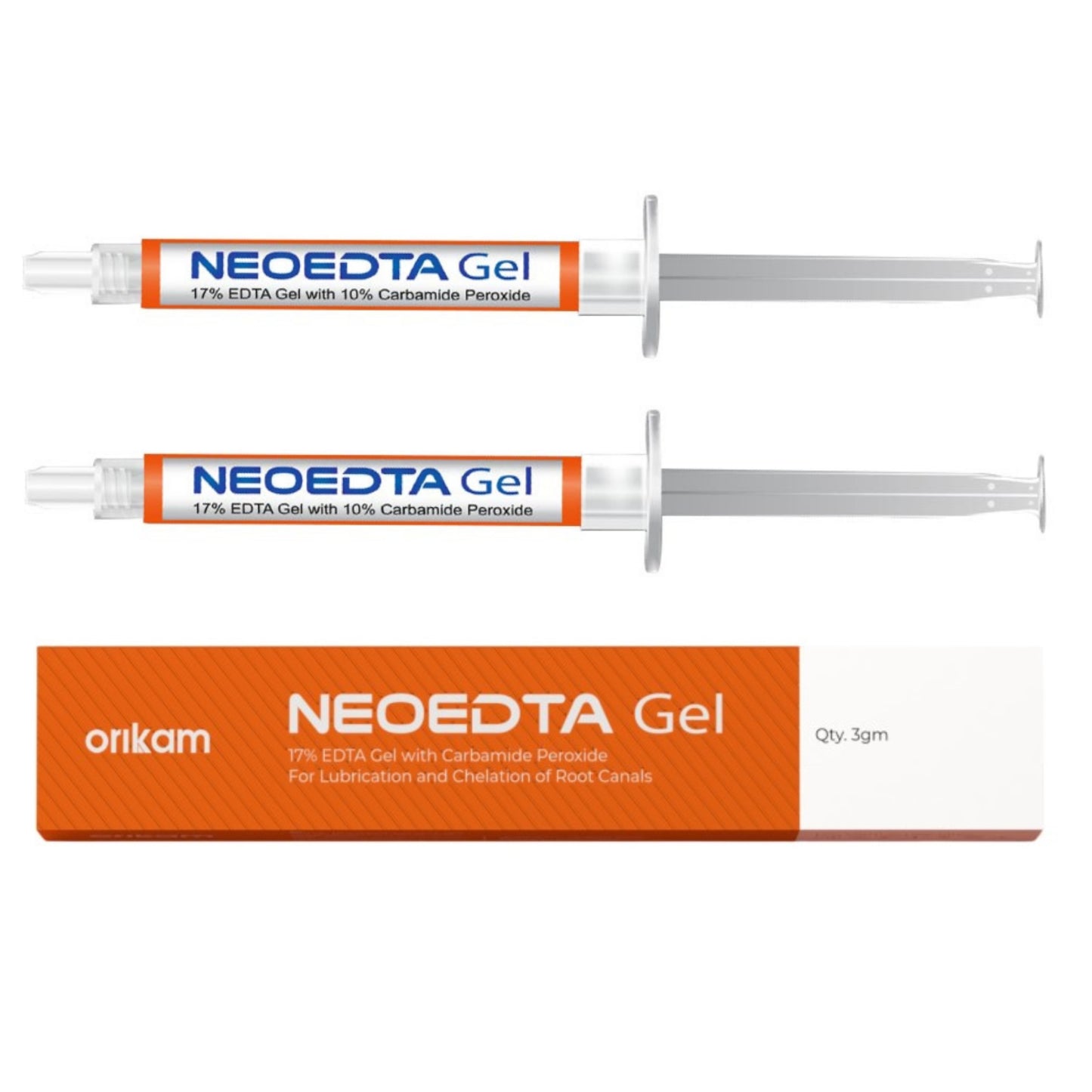 ORIKAM NeoEDTA Gel | 2 X 3gm Syringe | 17% EDTA Gel with 10% Carbamide Peroxide