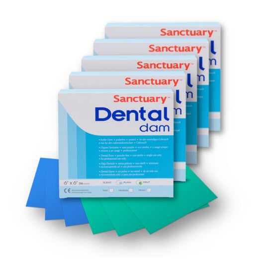 SANCTUARY Rubber DAM Sheet PACK OF 5 | 36 Sheets Adult 6X6 in 1 X 5 PACK