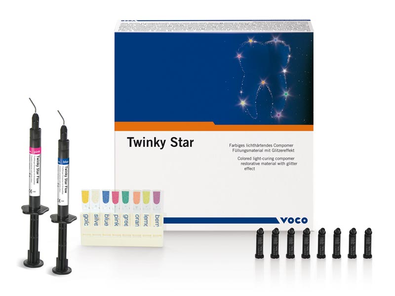 VOCO Twinky Star 2g Pink Flow Syringe | Glitter-Filled Compomer for Pediatric Restorations